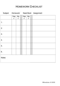 Homework Checklist